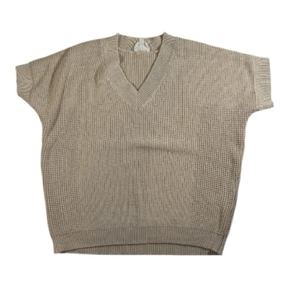 Maison 123 short  sleeve Sweater Womens Size M gold thread  Minimalist earthy